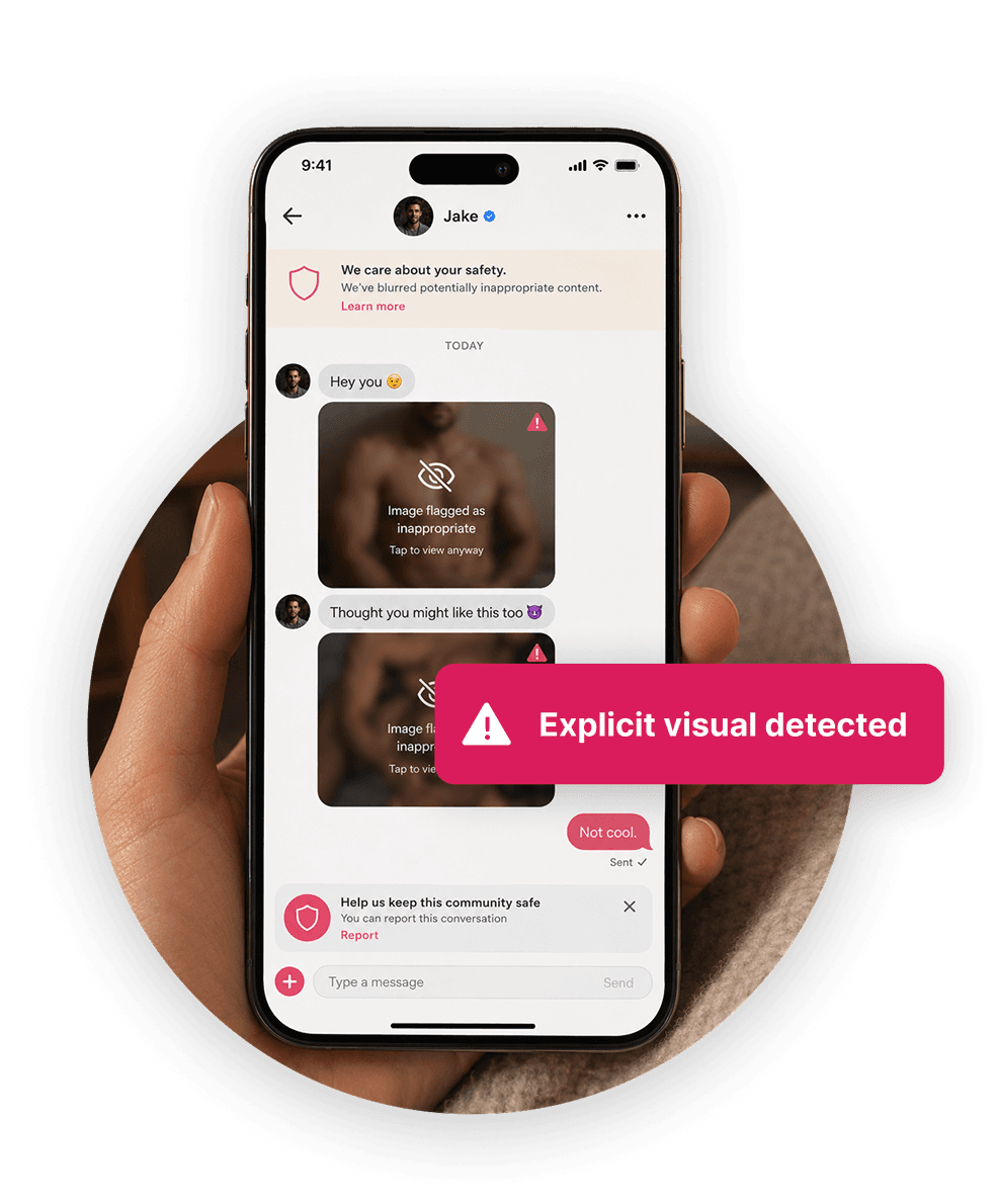 Explicit-content screening interface for user uploads
